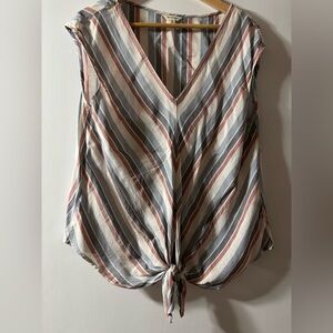 Max Studio Multicolor Striped V-Neck Blouse
